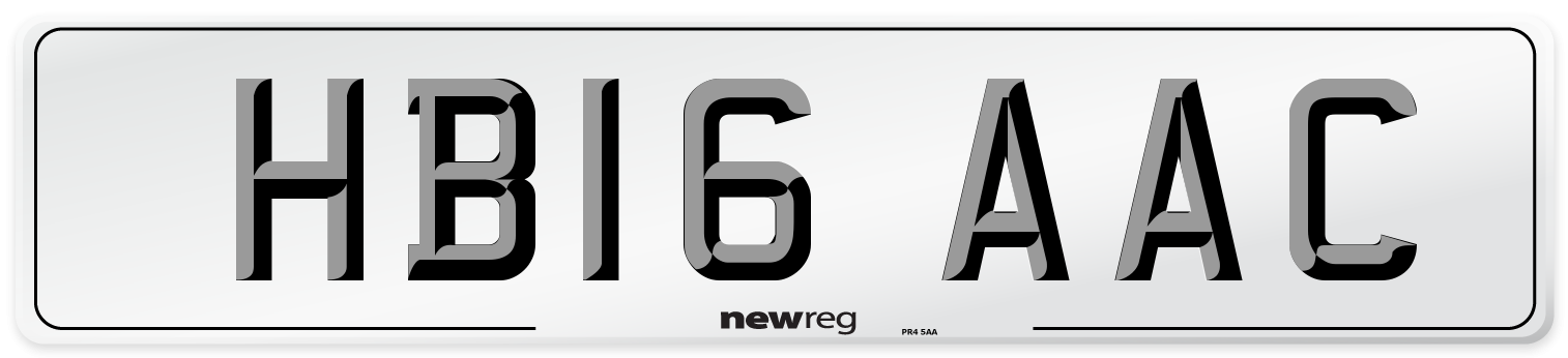 HB16 AAC Number Plate from New Reg